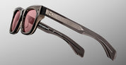 Ottica Mondello Roma - Jacques Marie Mage - JMMDE-4E - PATTI SMITH FOR JMM: DEALAN - MAUVAIS SANG - Acetate - shape Squared - grey - EYEWEAR - SUNGLASSES - Unisex,Uomo,Donna,Women,Men - lens red - Made In Japan