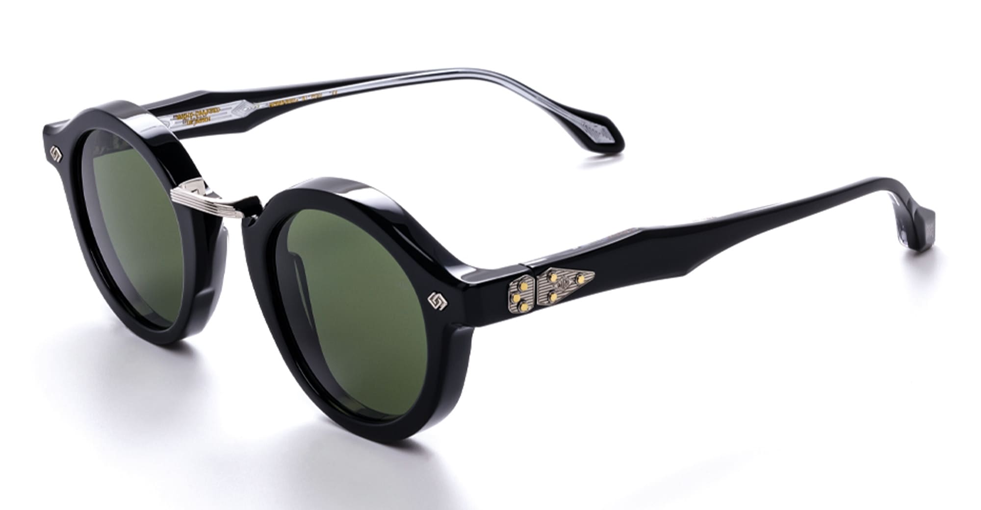  green lens - Acetate, titanium - shape Round - Black - EYEWEAR - SUNGLASSES - Unisex,Uomo,Donna,Women,Men - lens Green - Made In Japan