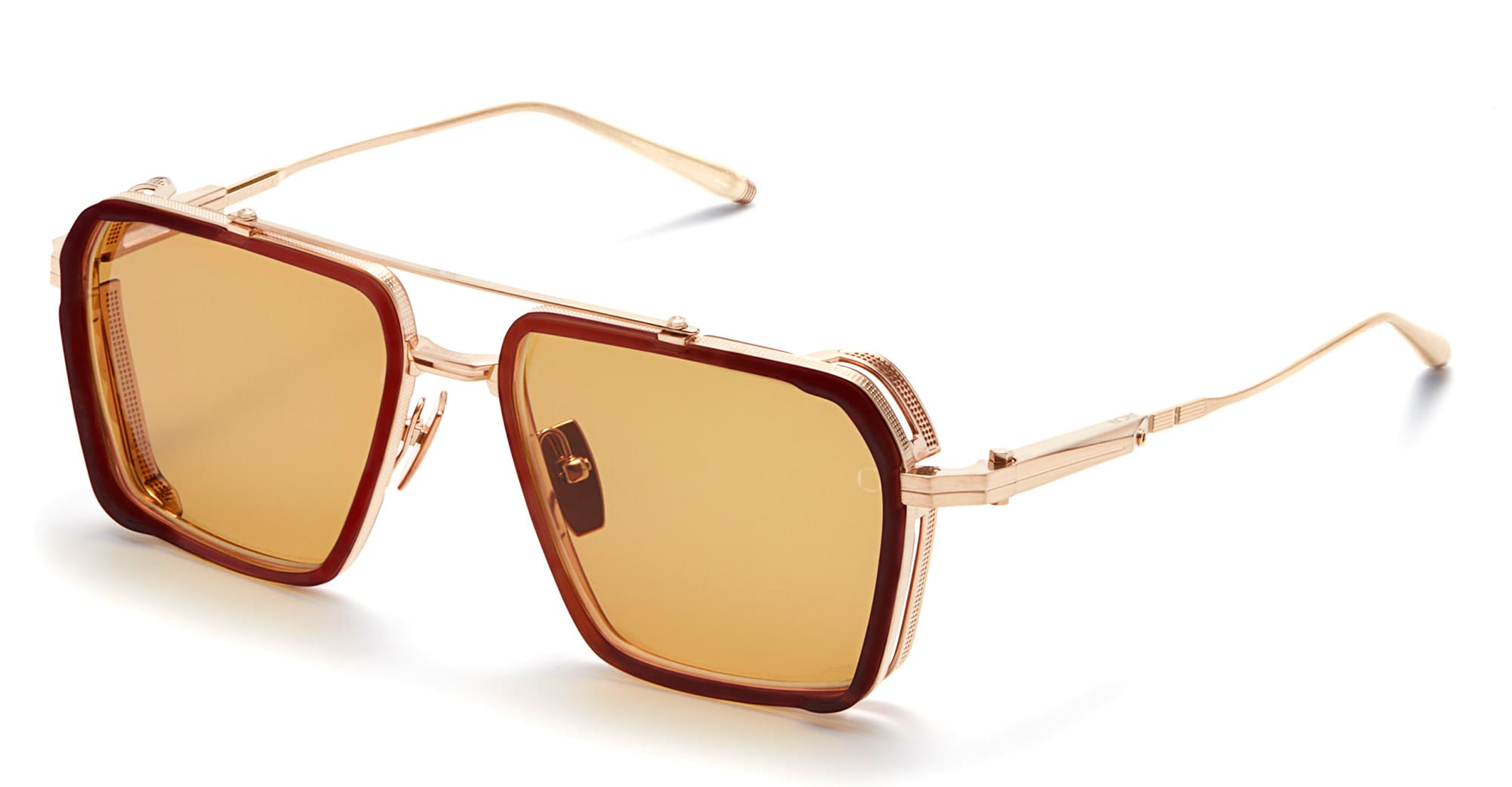 Ottica Mondello Roma - Akoni - AKS-510C-58 - TIROS - BRUSHED WHITE GOLD / LIGHT HAVANA - titanium, acetate - shape  - white gold - EYEWEAR - SUNGLASSES - Uomo,Men - lens  - Made In Japan