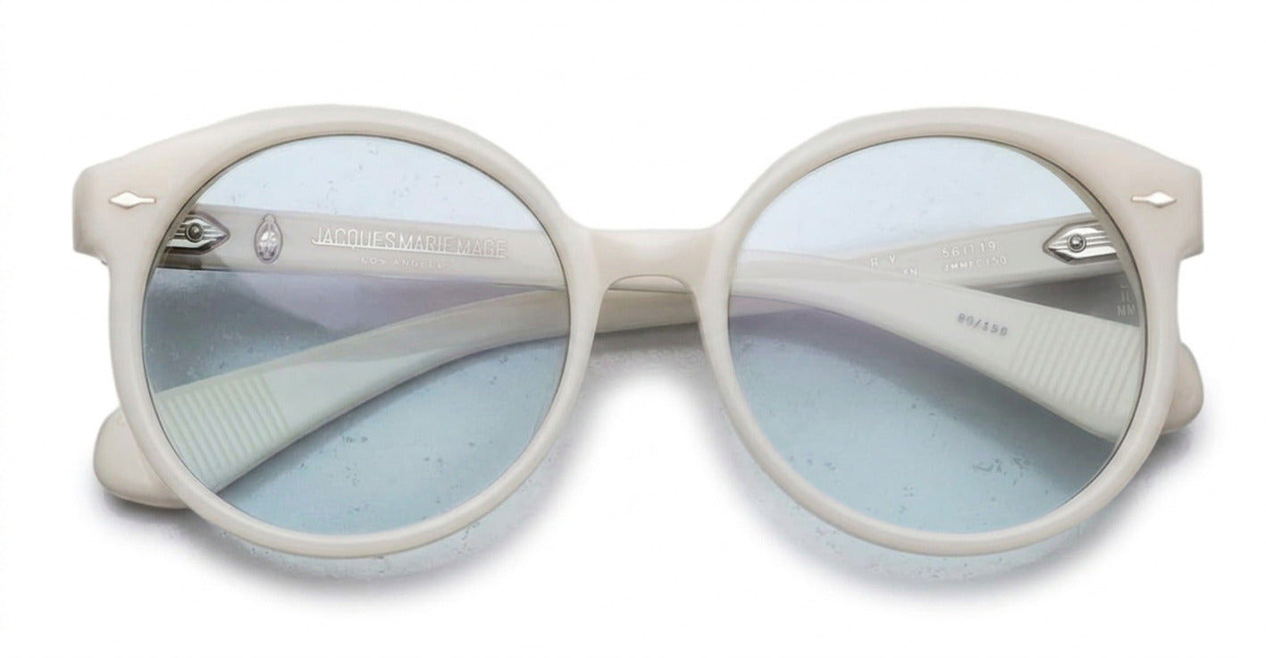 Ottica Mondello Roma - Jacques Marie Mage - JMMFC-15Q - FACTORY - MYKONOS - Acetate - shape Round - White - EYEWEAR - SUNGLASSES - Donna,Women - lens Blue - Made In Japan