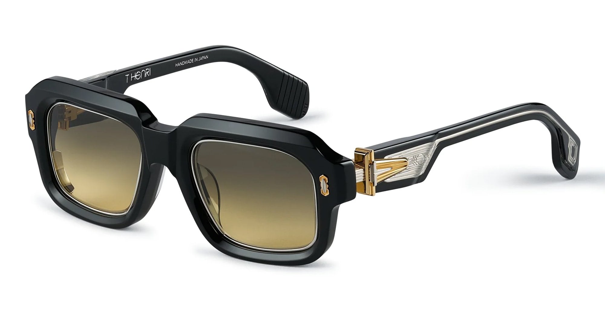 Ottica Mondello Roma - T HENRI - MAB - MULLINER - SHADOW II - Acetate - shape Squared - Black - EYEWEAR - SUNGLASSES - Unisex,Uomo,Donna,Women,Men - lens gradient yellow - Made In Japan