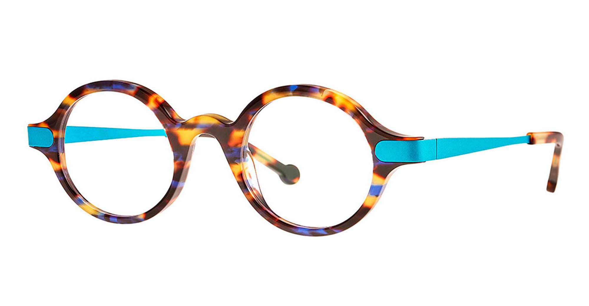 Ottica Mondello Roma - Theo eyewear - DUET-3 - DUET- 03 HAVANA / ELLY BLUE RX - metal, acetate - shape Round - Havana - EYEWEAR - EYEGLASSES - Unisex,Uomo,Donna,Women,Men - lens Clear - Made In Belgium