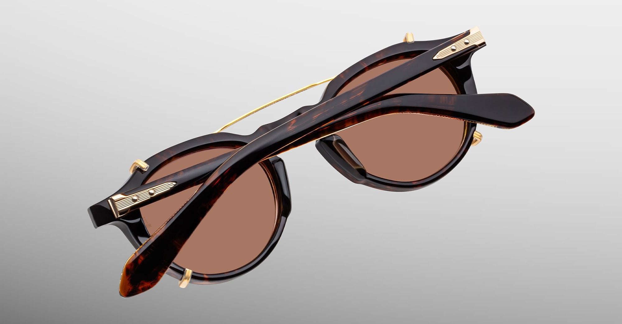 Ottica Mondello Roma - Jacques Marie Mage - JMMDYCP-40 - DEMONCEY CLIP ON - GOLD - Titanium - shape Round - Gold - EYEWEAR - SUNGLASSES - Unisex,Uomo,Donna,Women,Men - lens Brown - Made In Japan