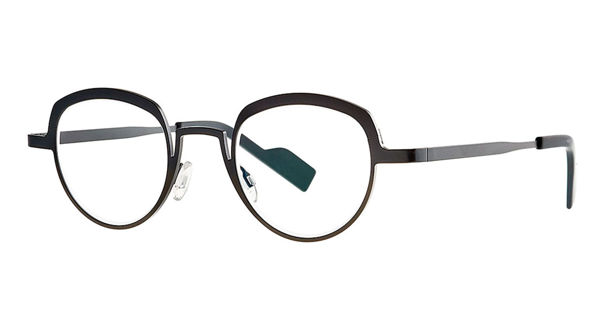 Ottica Mondello Roma - Theo eyewear - SLEE-468 - SLEEP - 468 BLACK MATTE / ADDO GREY RX - stainless steel - shape Round - Black, Grey - EYEWEAR - EYEGLASSES - Unisex,Uomo,Donna,Women,Men - lens Clear - Made In Belgium