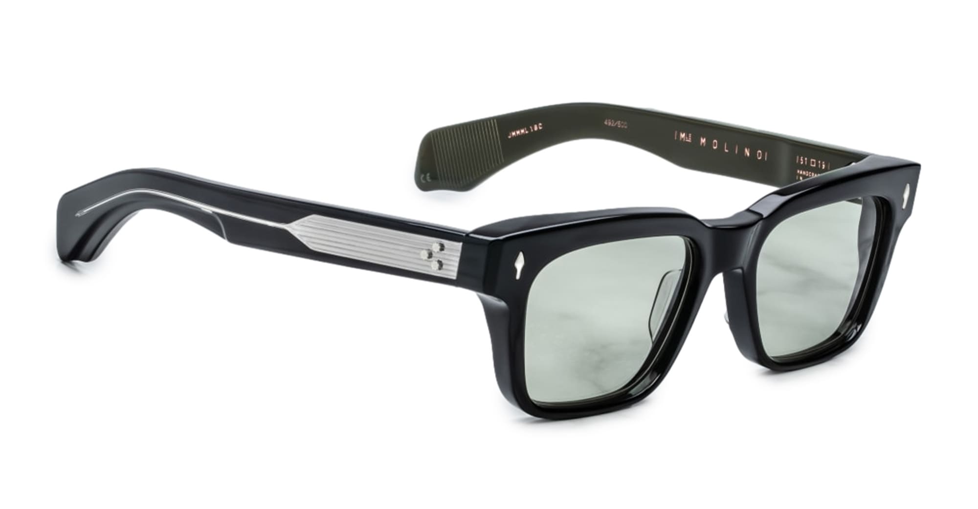 Ottica Mondello Roma - Jacques Marie Mage - JMMML-16C - MOLINO - COBRA - Acetate - shape Rectangular - Black - EYEWEAR - SUNGLASSES - Uomo,Men - lens light bottle green - Made In Japan