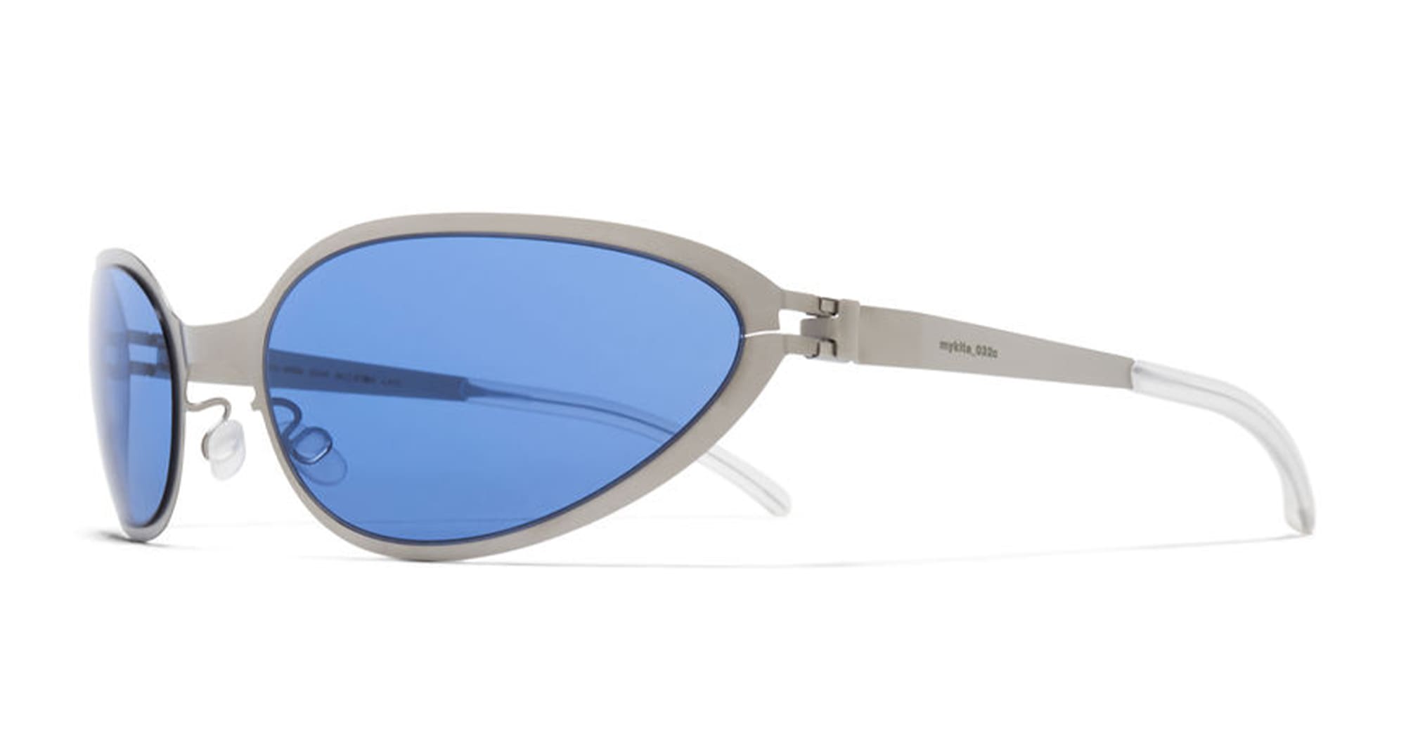 Ottica Mondello Roma - Mykita - 10090219 - BEAR - MATTE SILVER / COBALT SOLID LENS - stainless steel - shape Oval - Silver - EYEWEAR - SUNGLASSES - Unisex,Uomo,Donna,Women,Men - lens  - Made In Germany