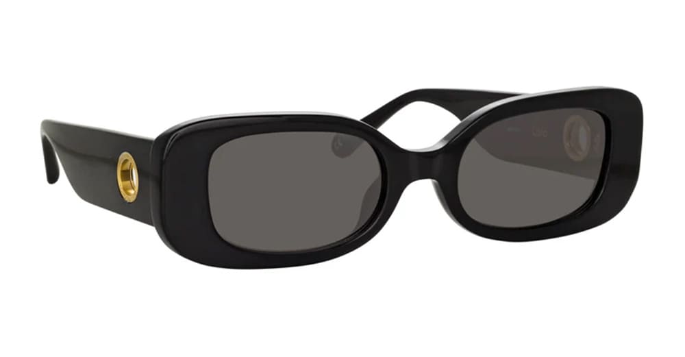  YELLOW GOLD - Acetate - shape Rectangular - Black - EYEWEAR - SUNGLASSES - Donna,Women - lens Grey - Made In Italy