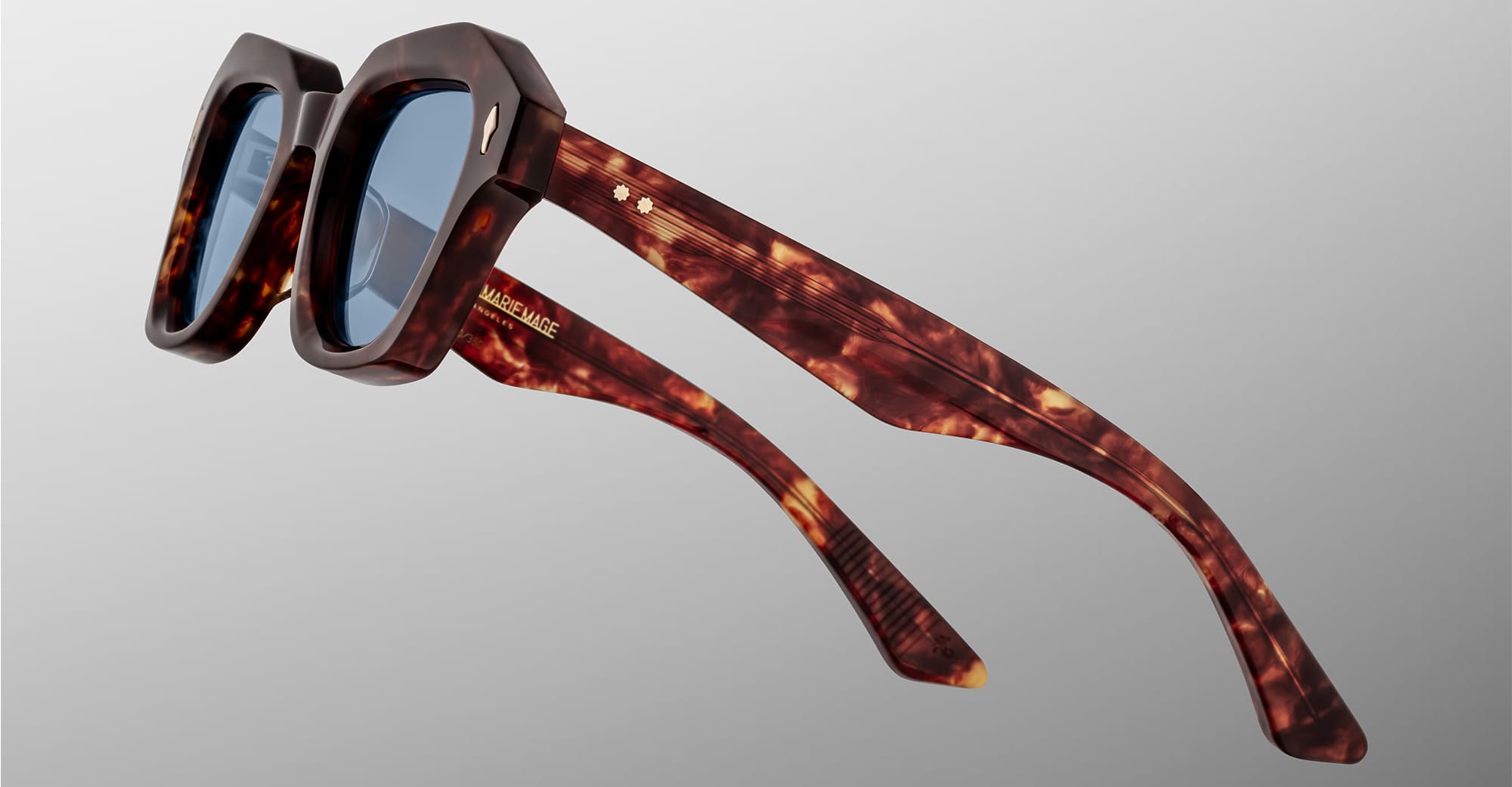 Ottica Mondello Roma - Jacques Marie Mage - JMMQE-7U - EICHLER - BRECCIA - Acetate - shape Squared - Havana - EYEWEAR - SUNGLASSES - Unisex,Uomo,Donna,Women,Men - lens Blue - Made In Japan