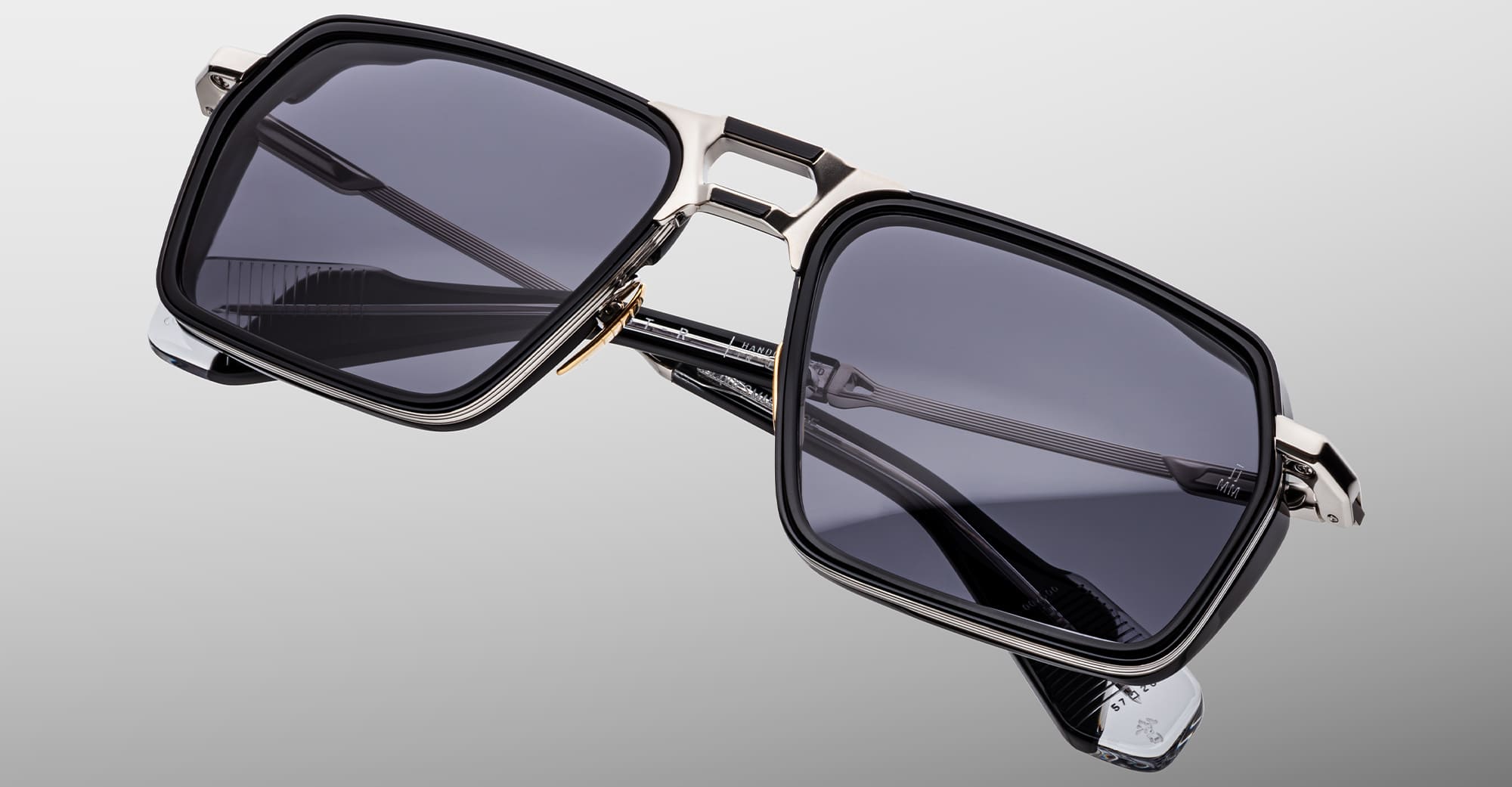 Ottica Mondello Roma - Jacques Marie Mage - JMMGTR-17G - GT-R - ARMOUR - titanium, acetate - shape Navigator - silver, black - EYEWEAR - SUNGLASSES - Uomo,Men - lens Grey - Made In Japan