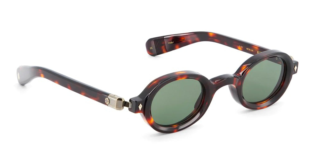  Antique Gold - Acetate - shape Oval - Tortoise - EYEWEAR - SUNGLASSES - Unisex,Uomo,Donna,Women,Men - lens Green - Made In Japan