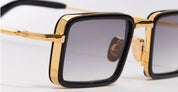 Ottica Mondello Roma - John Dalia - PIERCE-C100 - PIERCE - C100 Shiny Black / 18k Yellow Gold  - Metal - shape Rectangular - Black, gold - EYEWEAR - SUNGLASSES - Unisex,Uomo,Donna,Women,Men - lens Gradient grey - Made In France