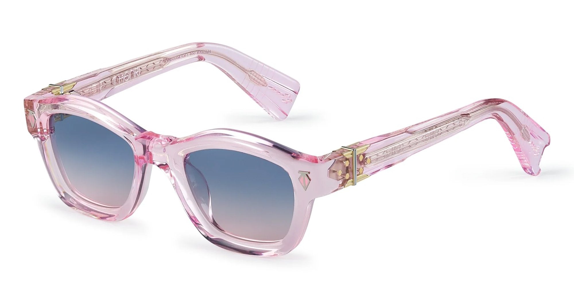 Ottica Mondello Roma - T HENRI - AUAP - AURELIA - PAMPELONNE - Acetate - shape Squared - pink - EYEWEAR - SUNGLASSES - Unisex,Uomo,Donna,Women,Men - lens Gradient blue - Made In Japan