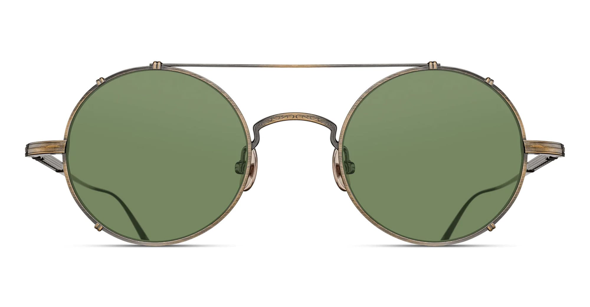 Ottica Mondello Roma - Matsuda - M3143.SG.AG.46 - M3143 - ANTIQUE GOLD / SAGE GREEN LENS - Titanium - shape Round - Gold - EYEWEAR - EYEGLASSES - Unisex,Uomo,Donna,Women,Men - lens Green - Made In Japan