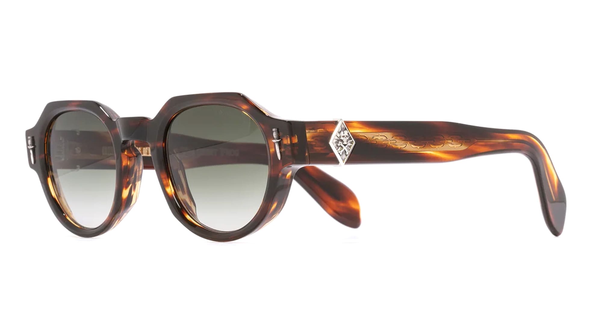 Ottica Mondello Roma - Cutler and Gross - GFSN-006-48-02 - THE GREAT FROG - LUCKY DIAMOND I - HAVANA - acetate, silver - shape Panto - Havana - EYEWEAR - SUNGLASSES - Unisex,Uomo,Donna,Women,Men - lens Gradient grey - Made In Italy