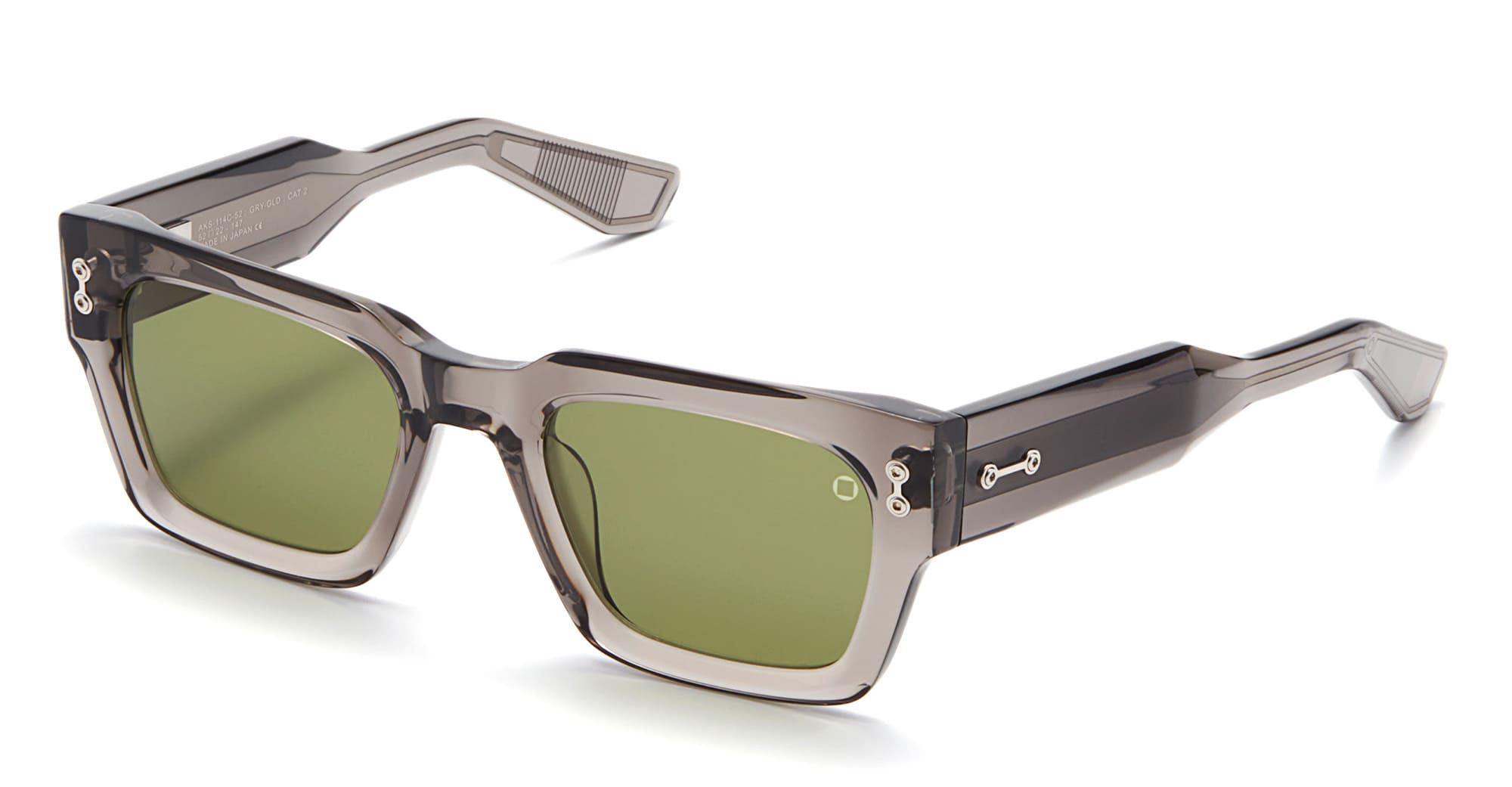 Ottica Mondello Roma - Akoni - AKS-114C-52 - COSMO - DARK GREY CRYSTAL / BLACK PALLADIUM - Acetate - shape Squared - grey, black - EYEWEAR - SUNGLASSES - Uomo,Men - lens Green - Made In Japan