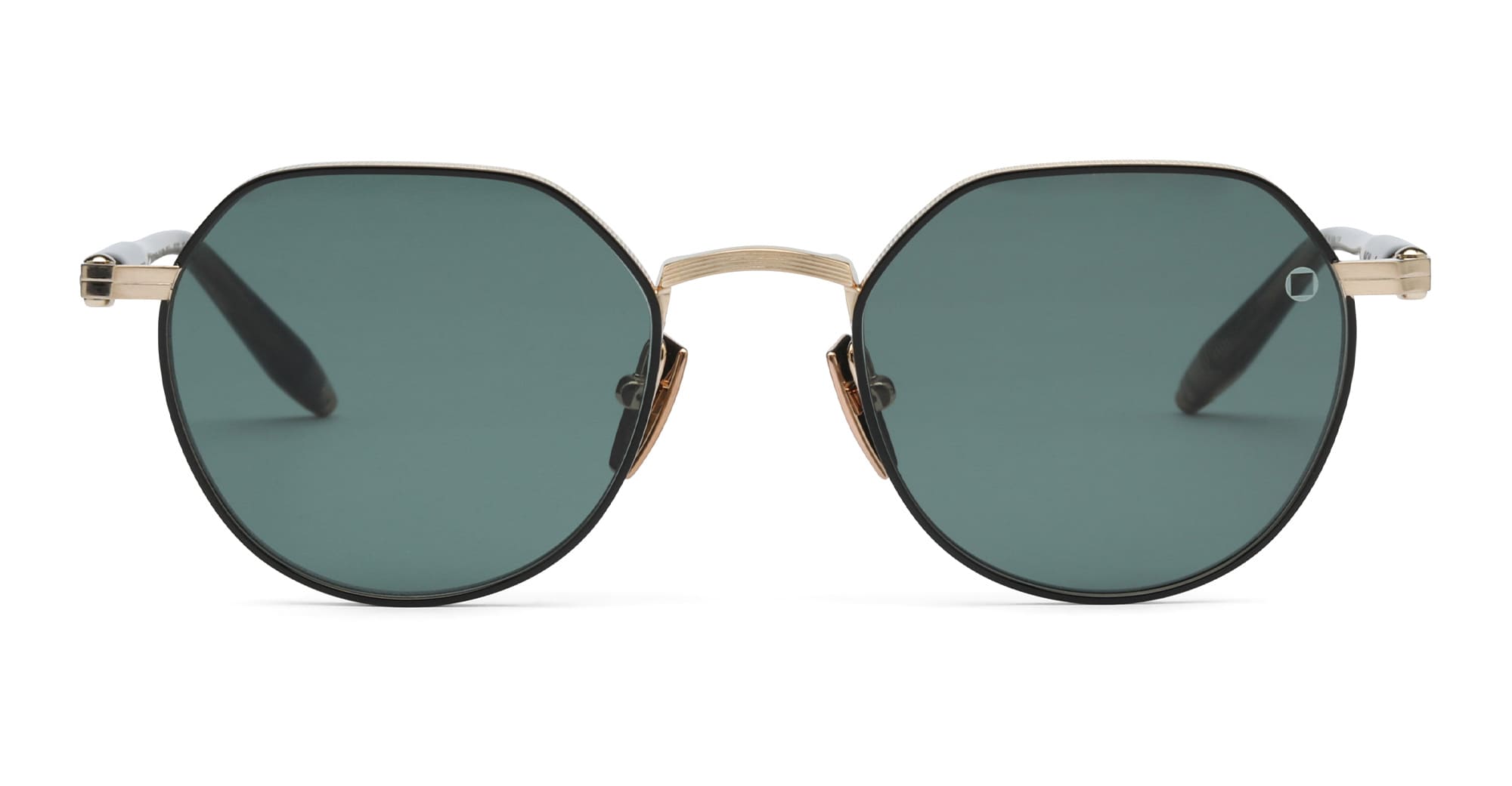 Ottica Mondello Roma - Akoni - AKS-522A-50 - THEMIS - BRUSHED 12K GOLD / GREEN TORTOISE SWIRL - Acetate, titanium - shape Round - green tortoise - EYEWEAR - SUNGLASSES - Uomo,Men - lens emerald green - Made In Japan