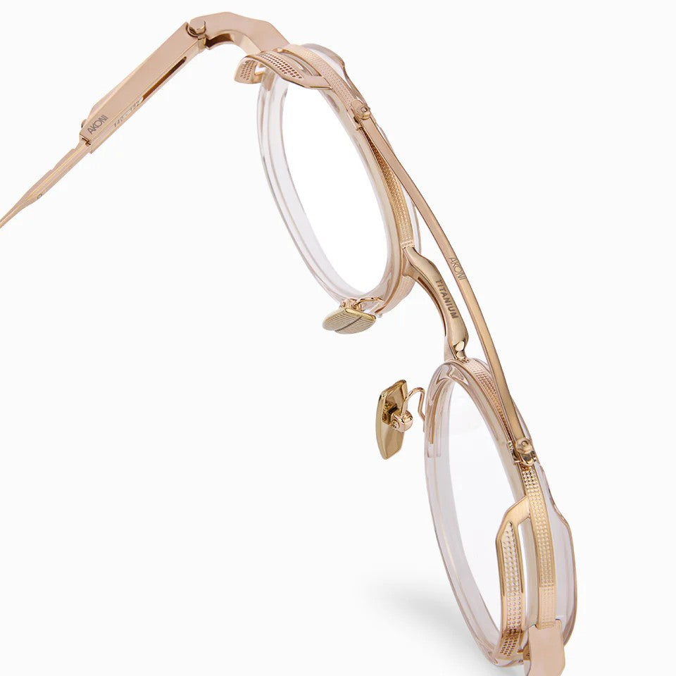 Ottica Mondello Roma - Akoni - AKX-512E-46 - INFINITY - BRUSHED 12K GOLD - Titanium - shape Aviator - Gold - EYEWEAR - EYEGLASSES - Unisex,Uomo,Donna,Women,Men - lens 24h - Made In Japan