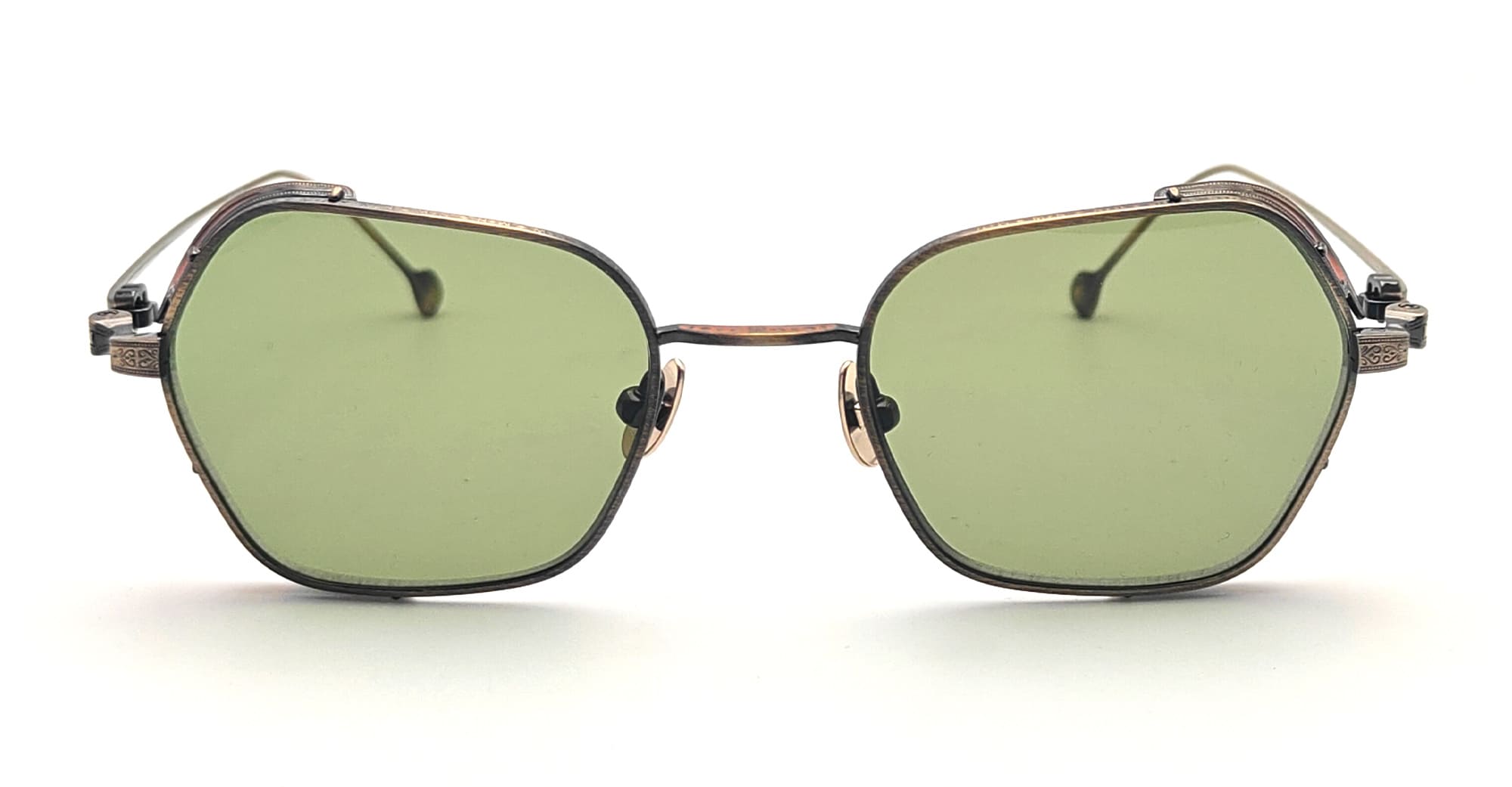 Ottica Mondello Roma - Matsuda - M3153.SG.AG.49 - M3153 - ANTIQUE GOLD / SAGE GREEN - Titanium - shape Squared - antique gold - EYEWEAR - SUNGLASSES - Unisex,Uomo,Donna,Women,Men - lens Sage green - Made In Japan