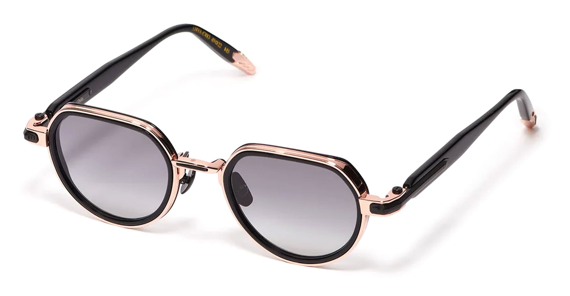 Ottica Mondello Roma - John Dalia - ANYA-C413 - ANYA - C413 Shiny Black / Rose Gold - Metal - shape Round - Black, gold - EYEWEAR - SUNGLASSES - Unisex,Uomo,Donna,Women,Men - lens Gradient grey - Made In France