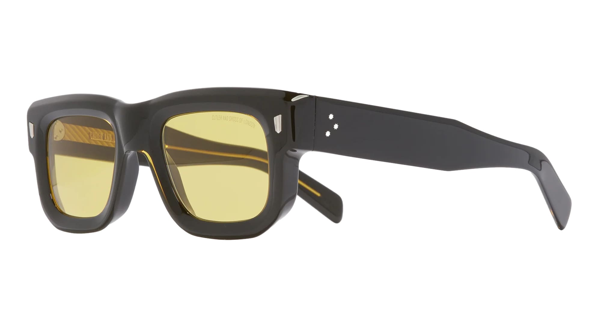 Ottica Mondello Roma - Cutler and Gross - CGSN-1402-50-01 - 1402 - YELLOW ON BLACK - Acetate - shape Squared - Black - EYEWEAR - SUNGLASSES - Unisex,Uomo,Donna,Women,Men - lens yellow - Made In Italy
