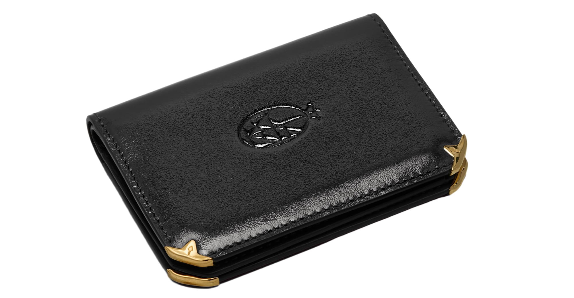 Ottica Mondello Roma - Jacques Marie Mage - JMMELS-6L01 - ELSTON - Tri-Fold Wallet - Black Gloss  - Leather - shape  - Black - ACCESSORI - ACCESSORIES - Unisex,Uomo,Donna,Women,Men - lens  - Made In Italy