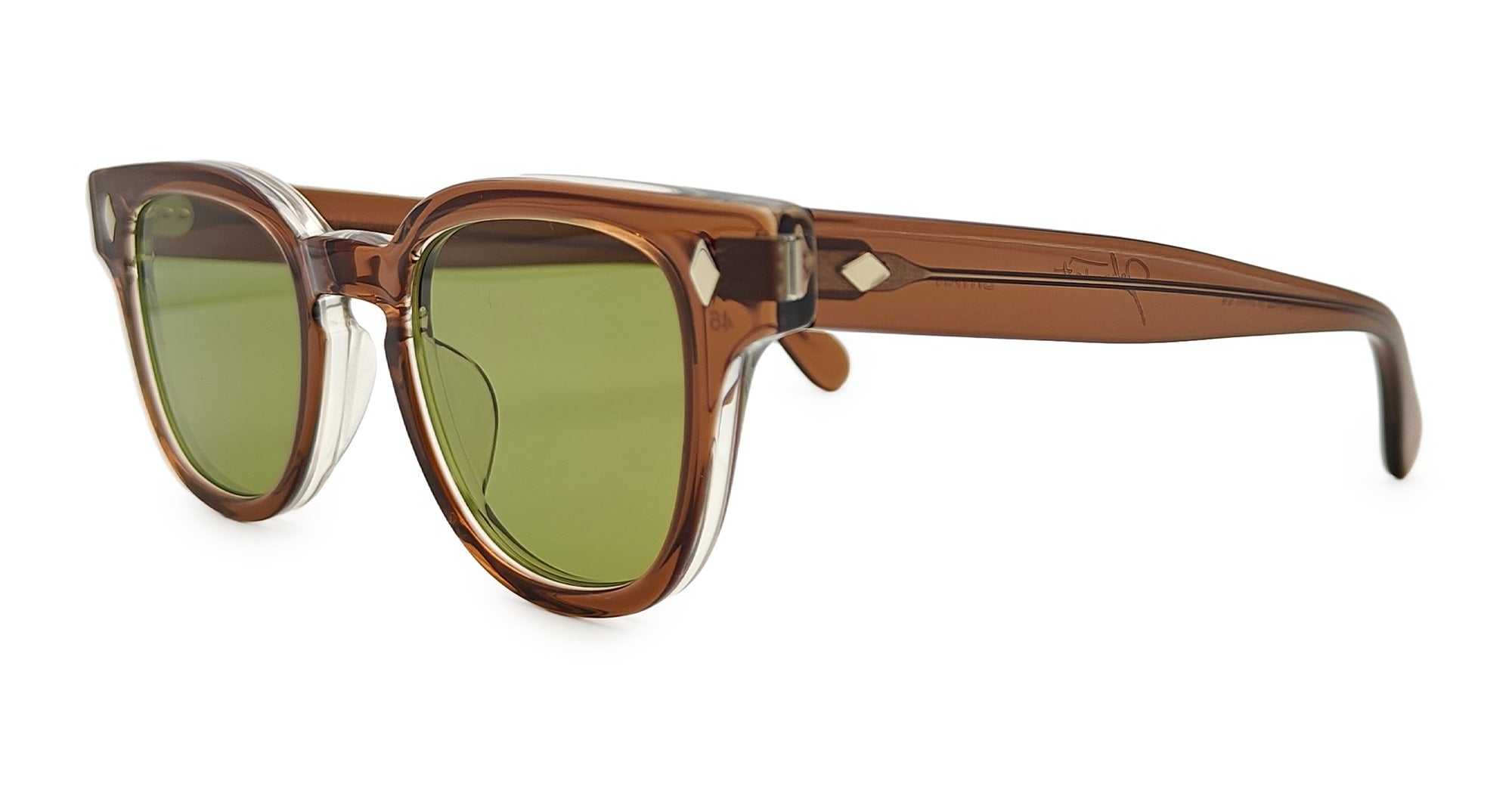 Ottica Mondello Roma - Julius Tart - JTPL-007K-2B-GN-30 - BRYAN 46X22 - BROWN CRYSTAL II / GREEN LENS - Acetate - shape Panto - brown - EYEWEAR - SUNGLASSES - Unisex,Uomo,Donna,Women,Men - lens Green - Made In Japan