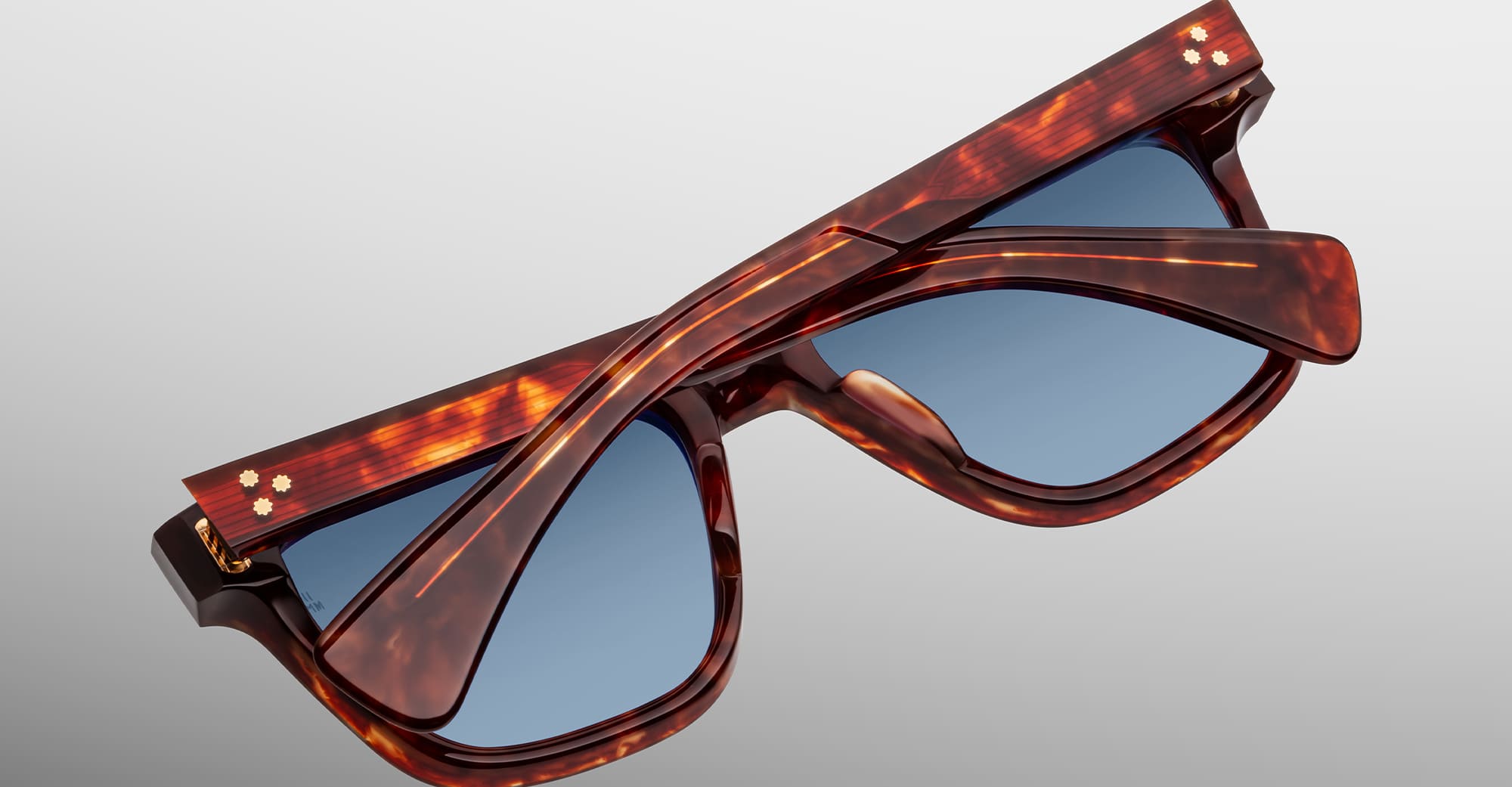 Ottica Mondello Roma - Jacques Marie Mage - JMMLS-7U - LANKASTER - BRECCIA - Acetate - shape Squared - Havana - EYEWEAR - SUNGLASSES - Unisex,Uomo,Donna,Women,Men - lens Gradient blue - Made In Japan