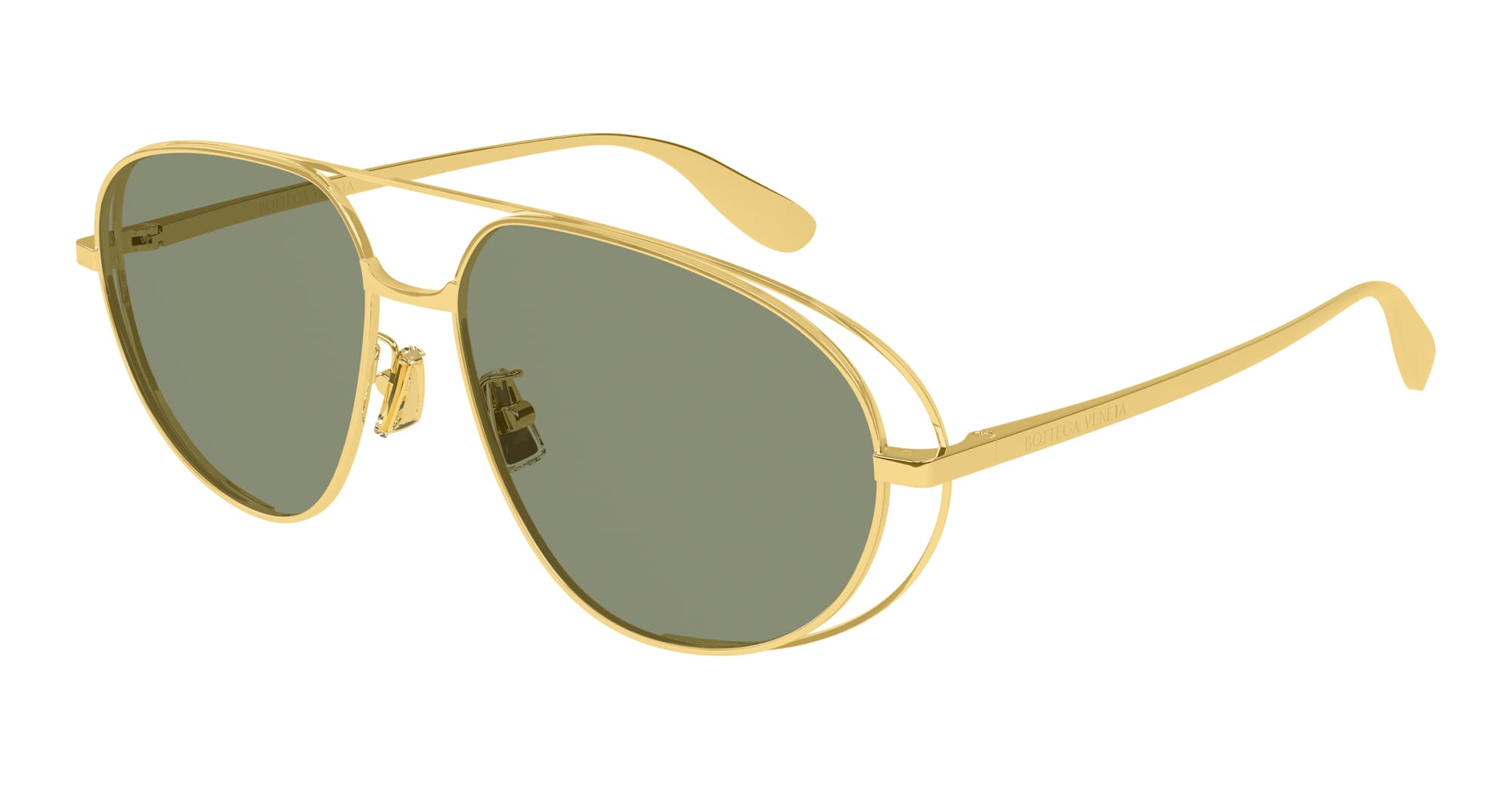 Ottica Mondello Roma - Bottega Veneta - BV1344S-001 - BV1344S-001 - GOLD - Metal - shape Aviator - Gold - EYEWEAR - SUNGLASSES - Donna,Women - lens Green - Made In Japan