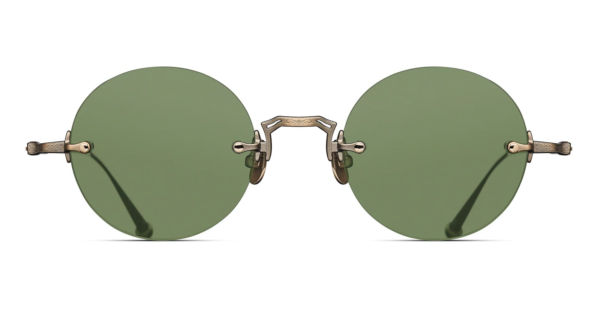 Ottica Mondello Roma - Matsuda - M5007.SG.AG.47 - M5007 - ANTIQUE GOLD / SAGE GREEN - Titanium - shape Round - Gold - EYEWEAR - SUNGLASSES - Unisex,Uomo,Donna,Women,Men - lens Green - Made In Japan