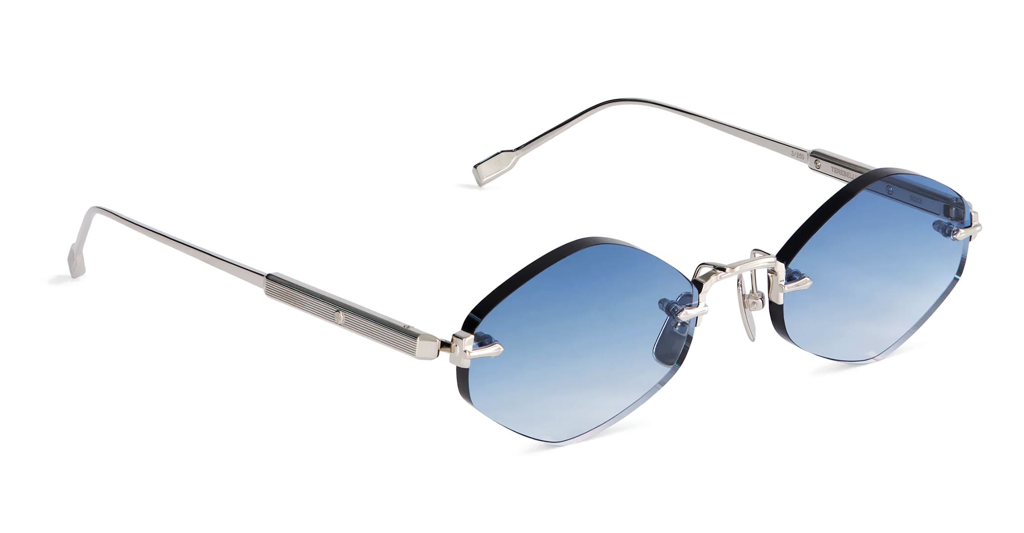 Ottica Mondello Roma - Sato - TEREBELLUM-V-S1201 - TEREBELLUM V - PLATINUM - Titanium - shape Diamond - Silver - EYEWEAR - SUNGLASSES - Uomo,Men - lens Gradient blue - Made In Japan