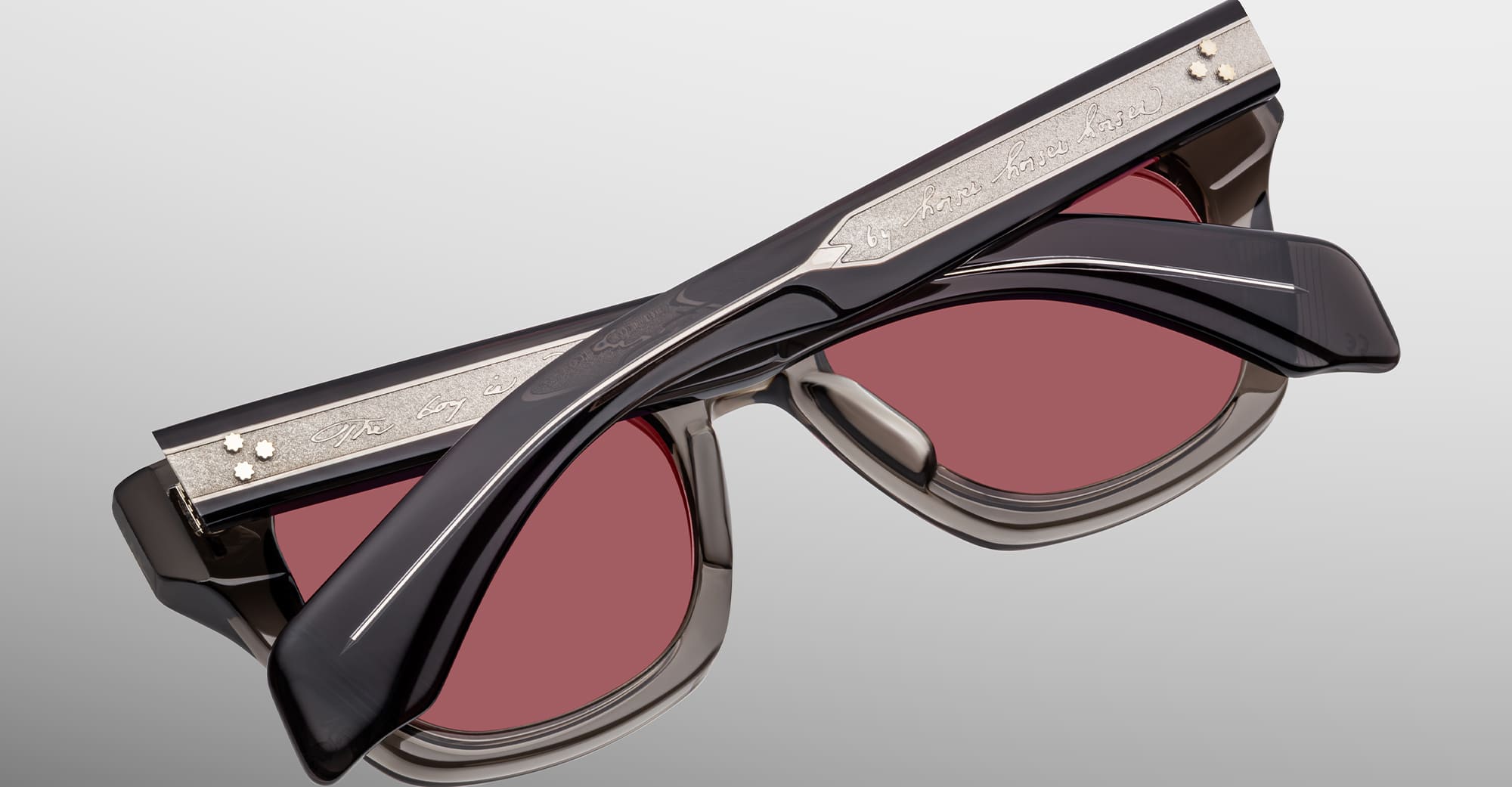 Ottica Mondello Roma - Jacques Marie Mage - JMMDE-4E - PATTI SMITH FOR JMM: DEALAN - MAUVAIS SANG - Acetate - shape Squared - grey - EYEWEAR - SUNGLASSES - Unisex,Uomo,Donna,Women,Men - lens red - Made In Japan
