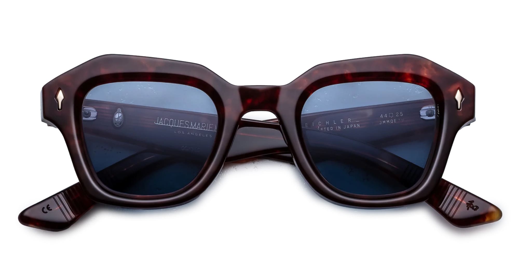 Ottica Mondello Roma - Jacques Marie Mage - JMMQE-7U - EICHLER - BRECCIA - Acetate - shape Squared - Havana - EYEWEAR - SUNGLASSES - Unisex,Uomo,Donna,Women,Men - lens Blue - Made In Japan