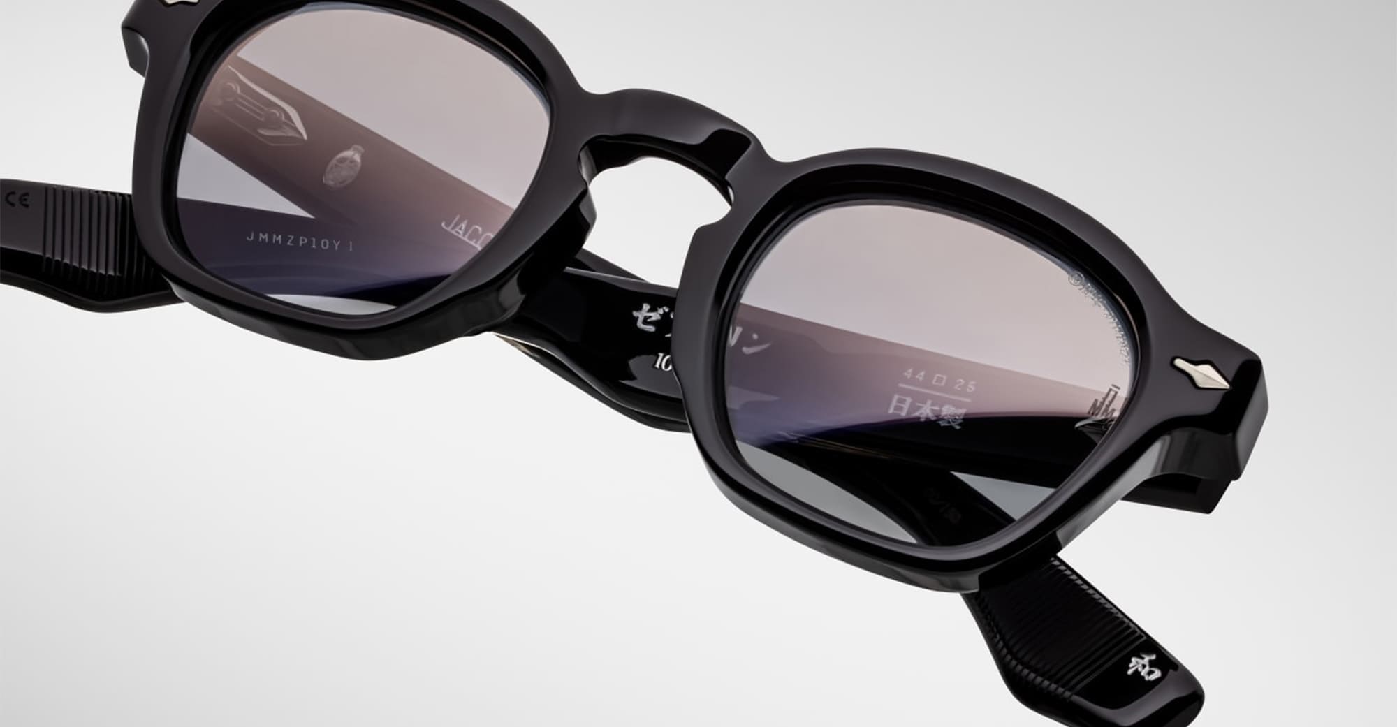 Ottica Mondello Roma - Jacques Marie Mage - JMMZP-10Y1 - DECADE COLLECTION: ZEPHIRIN - DECADE - Acetate - shape Squared - Black - EYEWEAR - SUNGLASSES - Uomo,Men - lens Gradient grey - Made In Japan