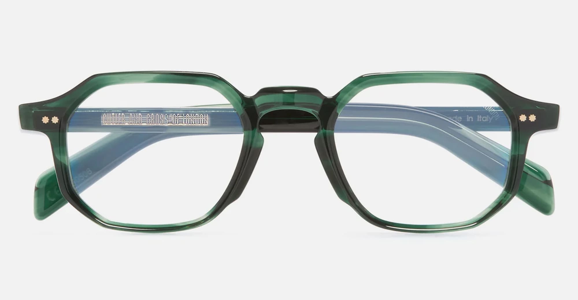 Ottica Mondello Roma - Cutler and Gross - CGOP-GR11-48-03 - GR11 - STRIPED DARK GREEN RX - Acetate - shape Octagonal - green - EYEWEAR - EYEGLASSES - Unisex,Uomo,Donna,Women,Men - lens Clear - Made In Italy