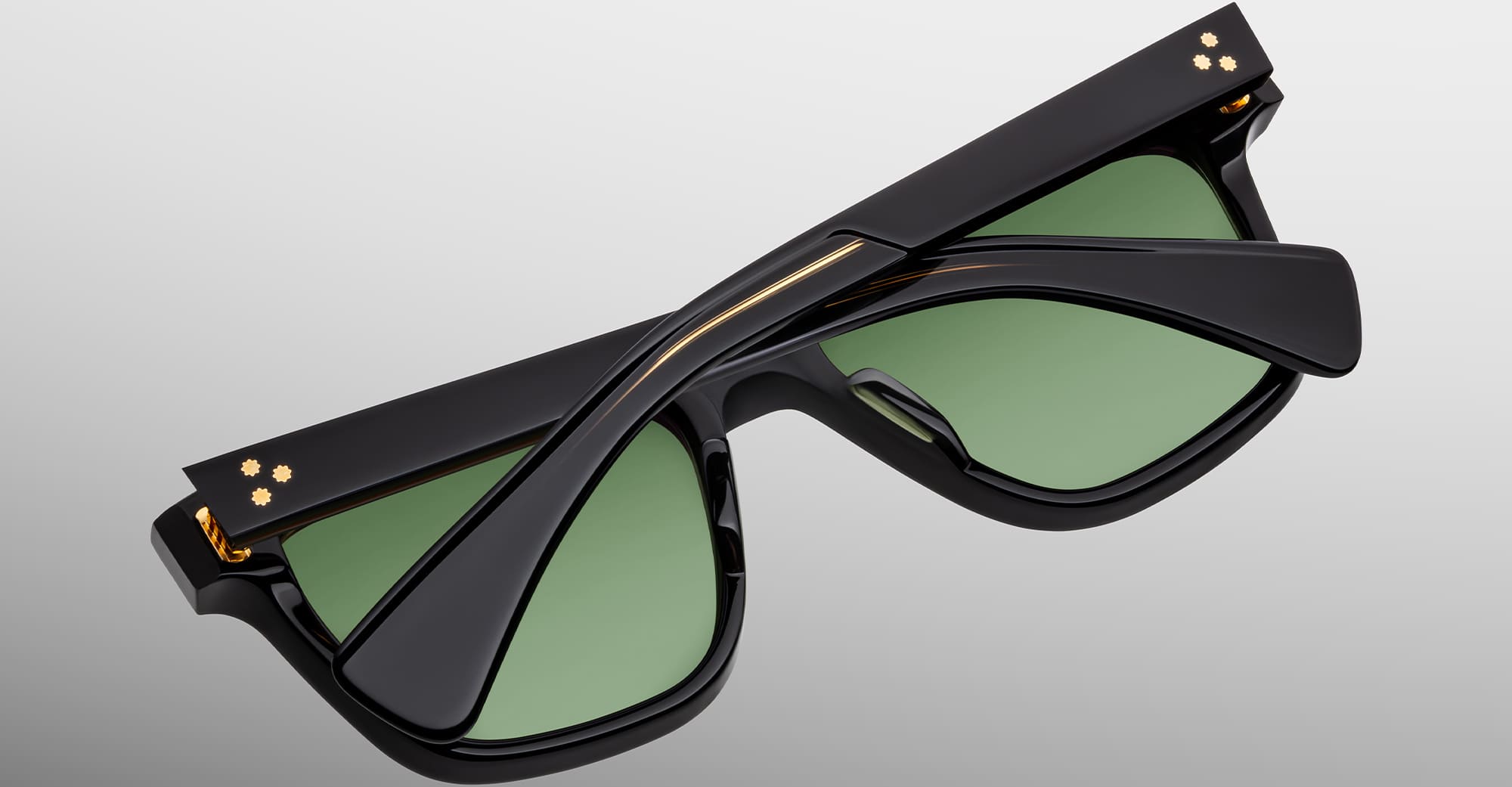 Ottica Mondello Roma - Jacques Marie Mage - JMMLS-18V - LANKASTER - VENOM - Acetate - shape Squared - Black - EYEWEAR - SUNGLASSES - Unisex,Uomo,Donna,Women,Men - lens Green - Made In Japan