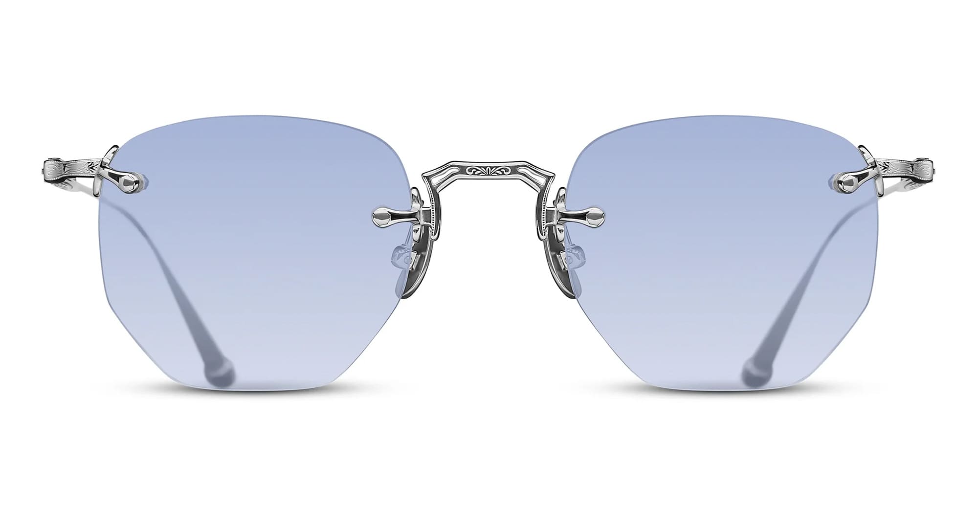Ottica Mondello Roma - Matsuda - M5006.SG.PW.46 - M5006 - PALLADIUM WHITE - Titanium - shape Hexagonal - Palladium - EYEWEAR - SUNGLASSES - Unisex,Uomo,Donna,Women,Men - lens Blue - Made In Japan