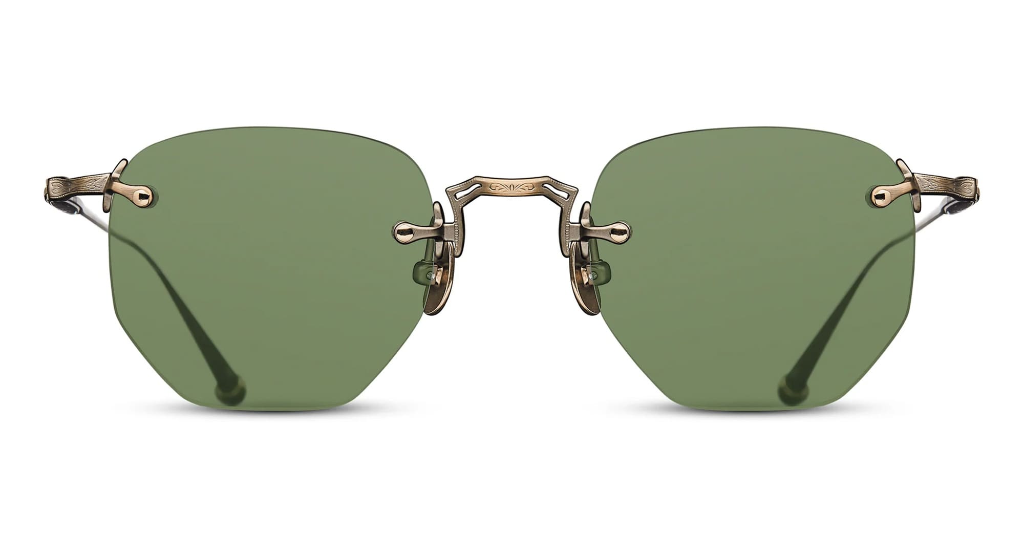 Ottica Mondello Roma - Matsuda - M5006.SG.AG.46 - M5006 - ANTIQUE GOLD - Titanium - shape Hexagonal - Gold - EYEWEAR - SUNGLASSES - Unisex,Uomo,Donna,Women,Men - lens Green - Made In Japan