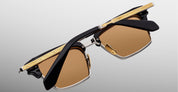 Ottica Mondello Roma - Jacques Marie Mage - JMMIL-10A - ALIN - NOIR X - Acetate, titanium - shape Clubmaster - Black - EYEWEAR - SUNGLASSES - Unisex,Uomo,Donna,Women,Men - lens orange - Made In Japan