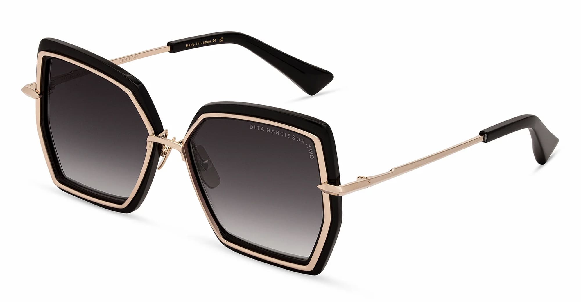  BLACK - titanium, acetate - shape Squared - white gold - EYEWEAR - SUNGLASSES - Donna,Women - lens Gradient grey - Made In Japan