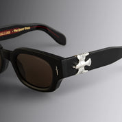 Ottica Mondello Roma - Cutler and Gross - GFSN-004-50-05 - THE GREAT FROG - SOARING EAGLE - MATTE BLACK - acetate, silver - shape Rectangular - Black - EYEWEAR - SUNGLASSES - Unisex,Uomo,Donna,Women,Men - lens Brown - Made In Italy