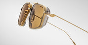 Ottica Mondello Roma - Jacques Marie Mage - JMMJG-16H - DECADE COLLECTION: JAGGER - ROMA - Titanium - shape Aviator - gold, silver - EYEWEAR - SUNGLASSES - Uomo,Men - lens honey - Made In Japan