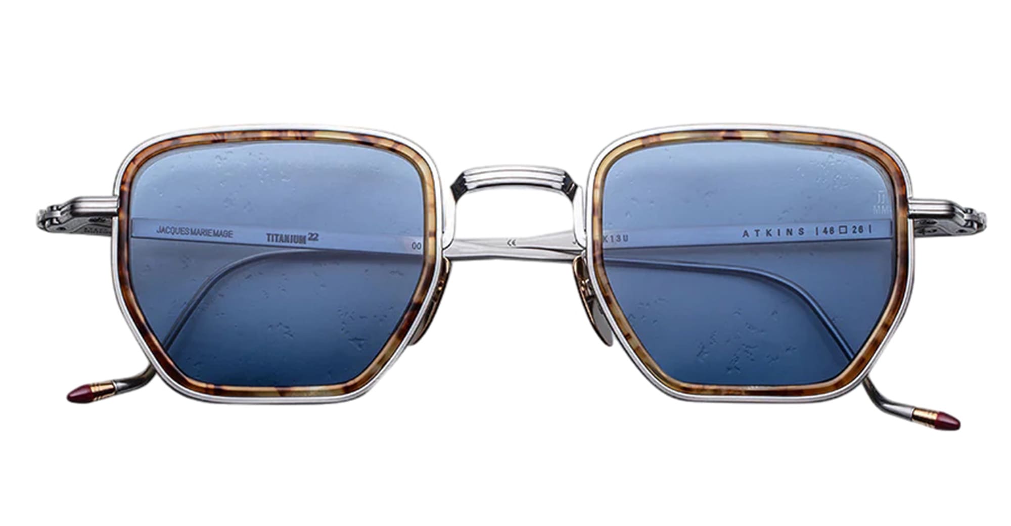 Ottica Mondello Roma - Jacques Marie Mage - JMMTK-13U - ATKINS - CAIRO - Titanium - shape Squared - Silver - EYEWEAR - SUNGLASSES - Uomo,Men - lens Blue - Made In Japan