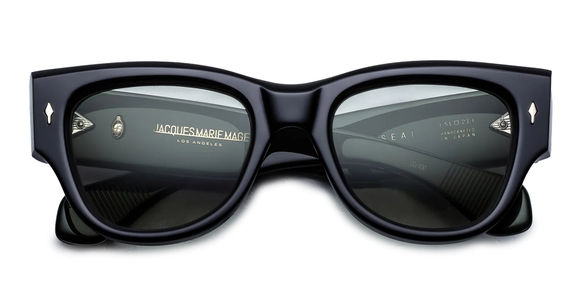 Ottica Mondello Roma - Jacques Marie Mage - JMMEH-16C - CHELSEA - COBRA - Acetate - shape Round - Black - EYEWEAR - SUNGLASSES - Unisex,Uomo,Donna,Women,Men - lens Green - Made In Japan