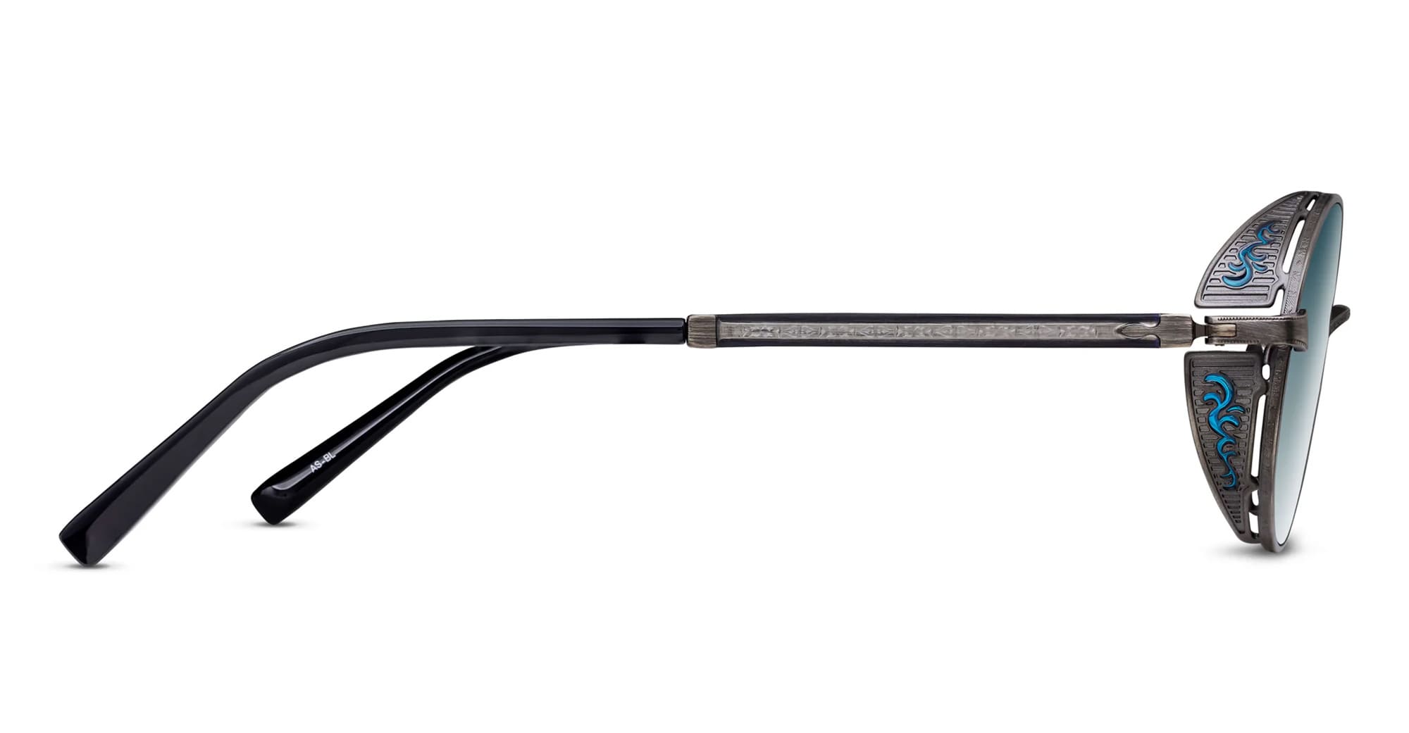 Ottica Mondello Roma - Matsuda - M3137.SG.AS-BL.51 - M3137 - ANTIQUE SILVER - Titanium - shape Oval - Silver - EYEWEAR - SUNGLASSES - Uomo,Men - lens Blue - Made In Japan