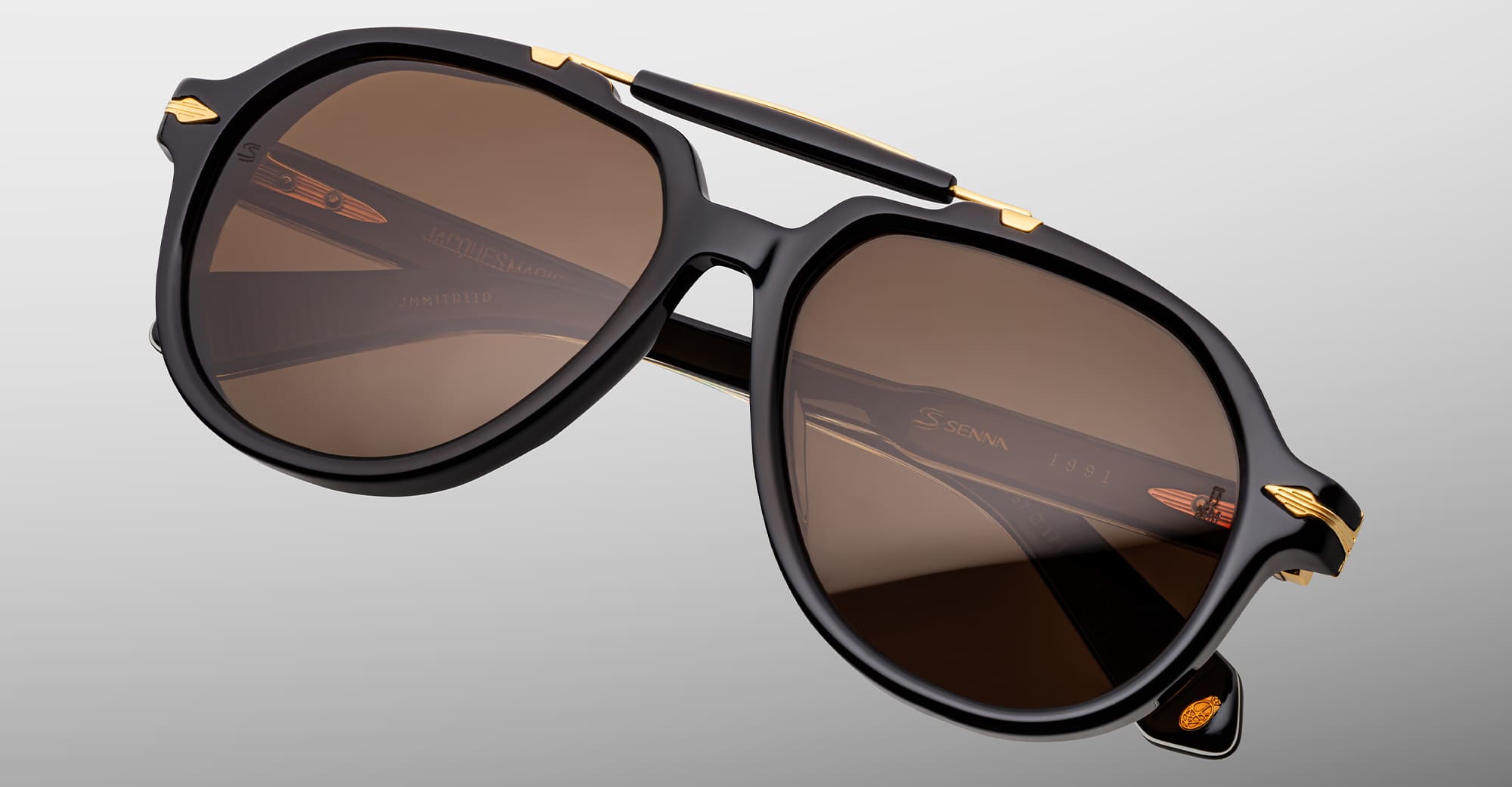 Ottica Mondello Roma - Jacques Marie Mage - JMMITR-11D - AYRTON SENNA BY JMM: 1991 in ECLIPSE 2 - Acetate - shape Pilot - Black - EYEWEAR - SUNGLASSES - Unisex,Uomo,Donna,Women,Men - lens Brown - Made In Japan