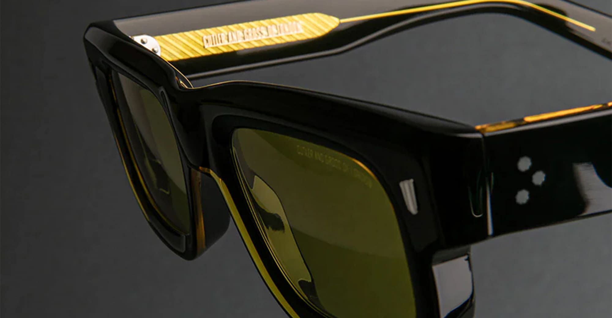 Ottica Mondello Roma - Cutler and Gross - CGSN-1402-50-01 - 1402 - YELLOW ON BLACK - Acetate - shape Squared - Black - EYEWEAR - SUNGLASSES - Unisex,Uomo,Donna,Women,Men - lens yellow - Made In Italy