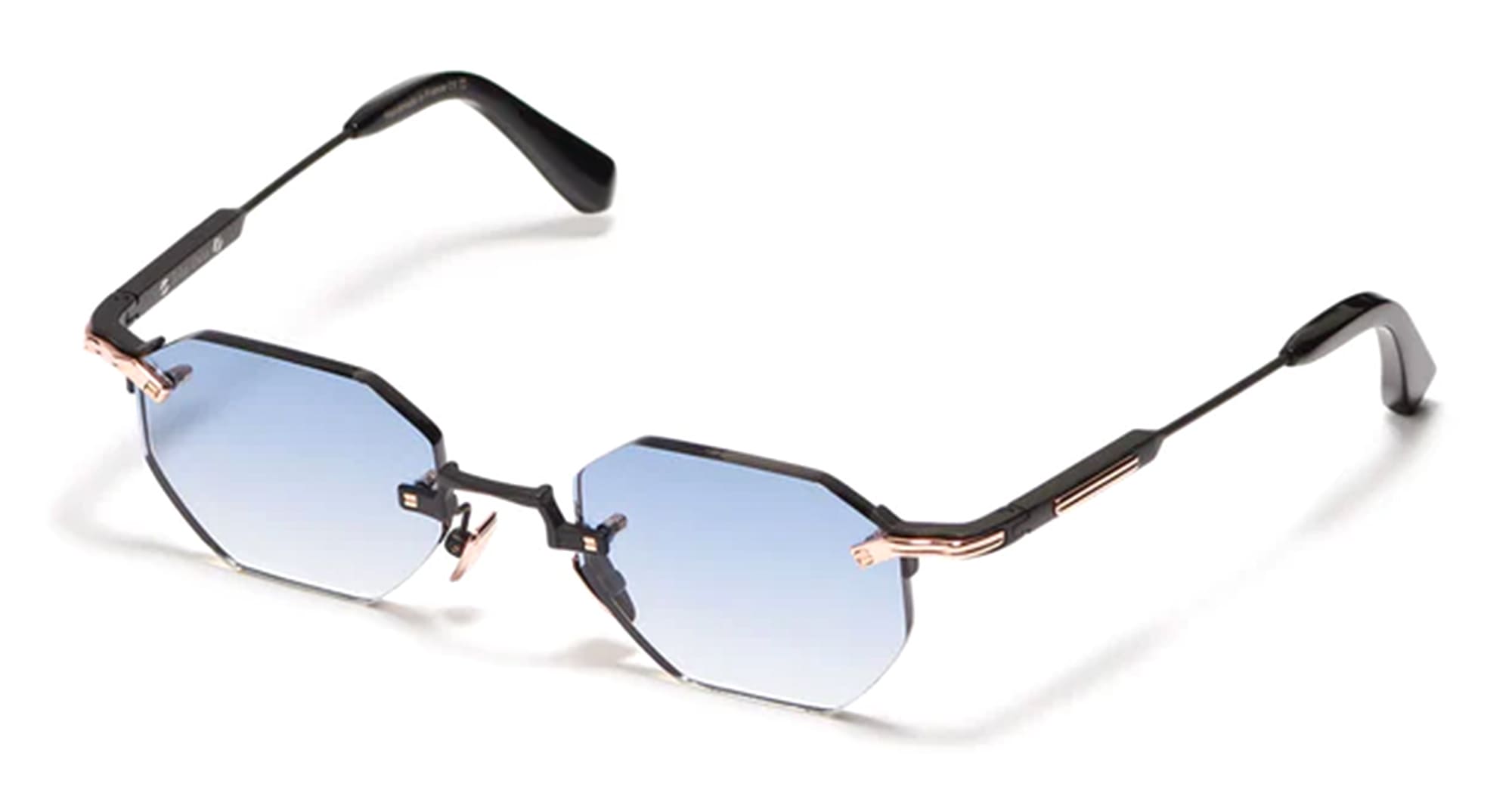 Ottica Mondello Roma - John Dalia - CURTIS-C303 - CURTIS - C303 Carbon Effect - stainless steel - shape Hexagonal - Black - EYEWEAR - SUNGLASSES - Unisex,Uomo,Donna,Women,Men - lens Gradient blue - Made In France