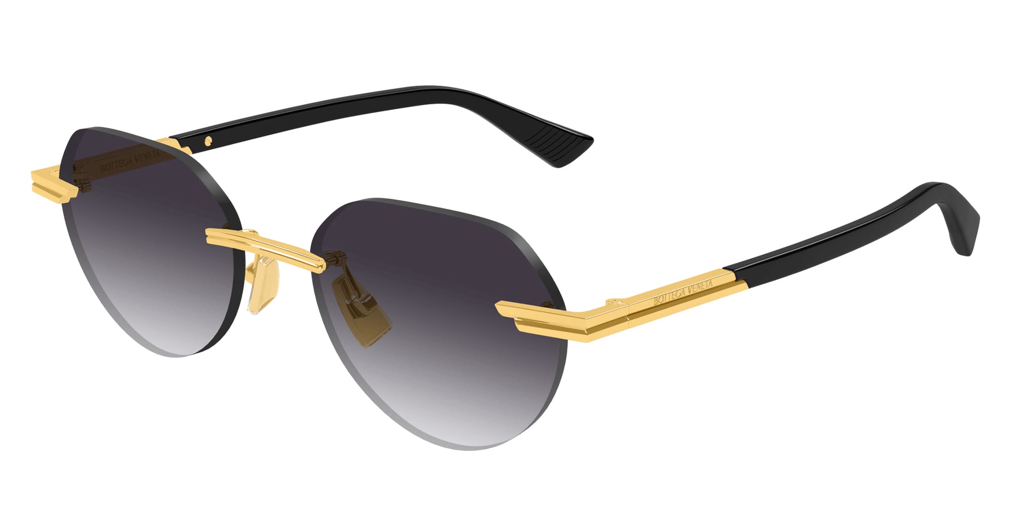 Ottica Mondello Roma - Bottega Veneta - BV1379S-001 - BV1379S-001 - BLACK - Metal - shape Round - Gold - EYEWEAR - SUNGLASSES - Uomo,Men - lens Gradient grey - Made In Italy