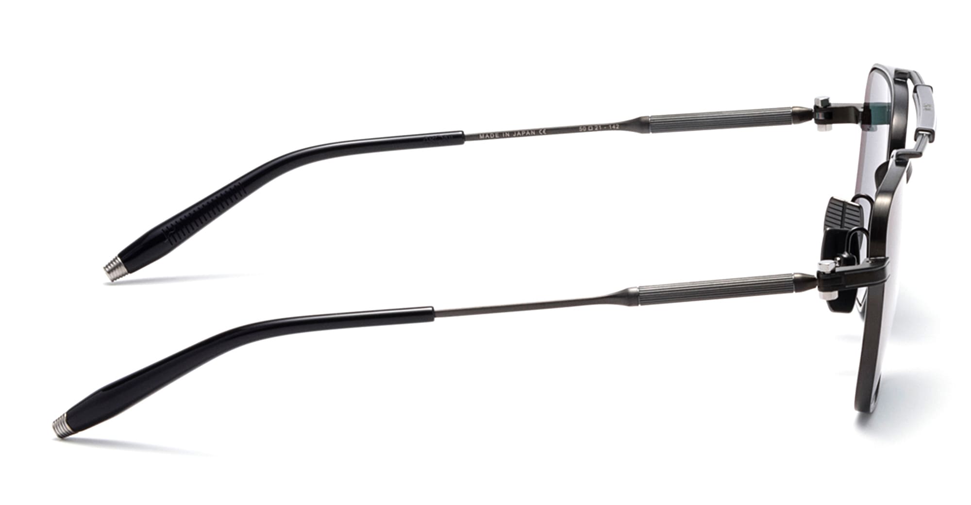 Ottica Mondello Roma - Akoni - AKS-200C-50 - EUROPA - BRUSHED BLACK / NAVY - titanium, acetate - shape Pilot - Black, Blue - EYEWEAR - SUNGLASSES - Unisex,Uomo,Donna,Women,Men - lens Grey - Made In Japan