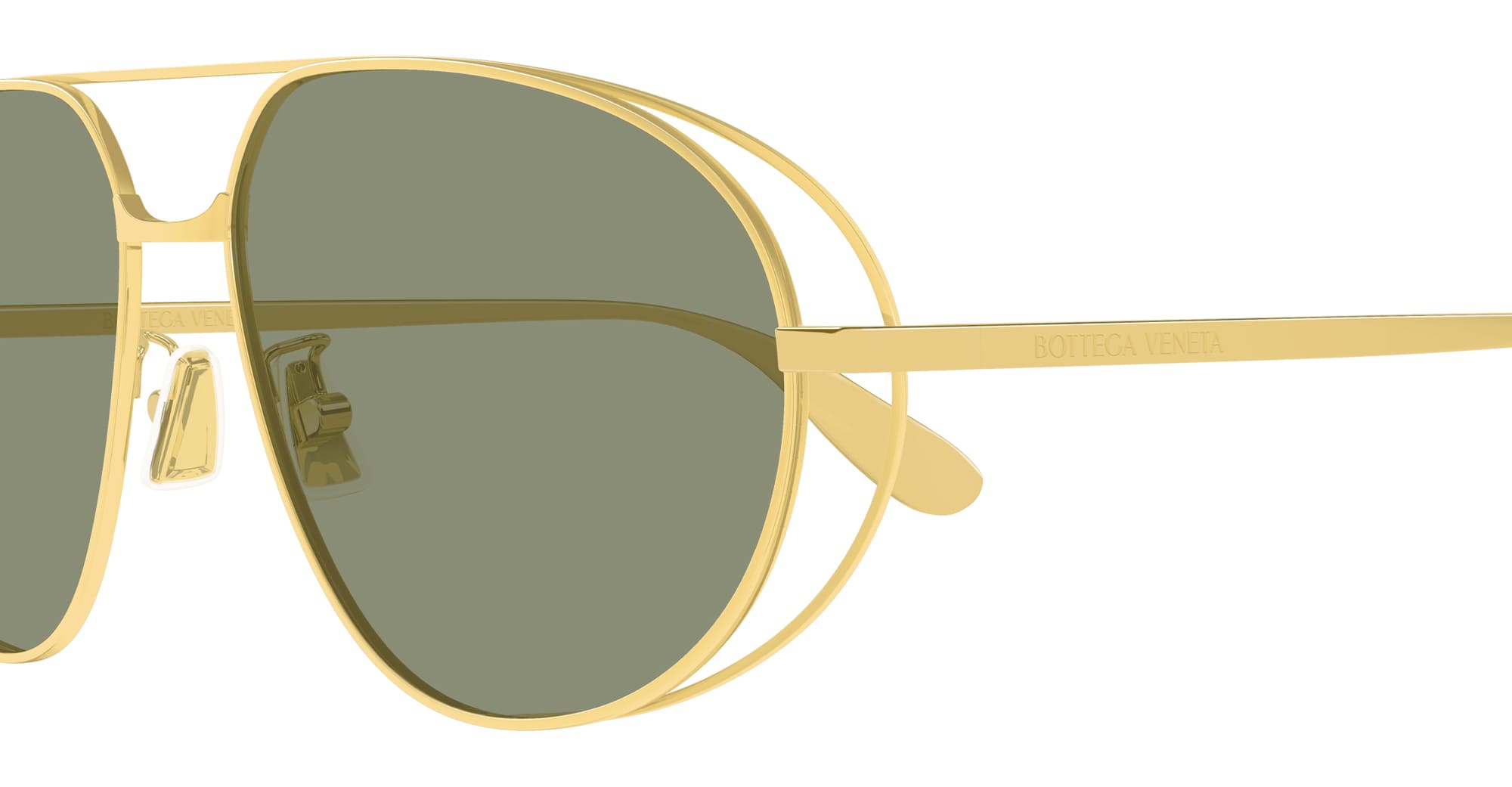 Ottica Mondello Roma - Bottega Veneta - BV1344S-001 - BV1344S-001 - GOLD - Metal - shape Aviator - Gold - EYEWEAR - SUNGLASSES - Donna,Women - lens Green - Made In Japan
